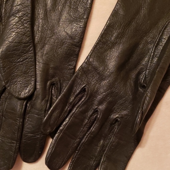 LEATHER GLOVES LONG BLACK NO TAGS - Picture 8 of 8
